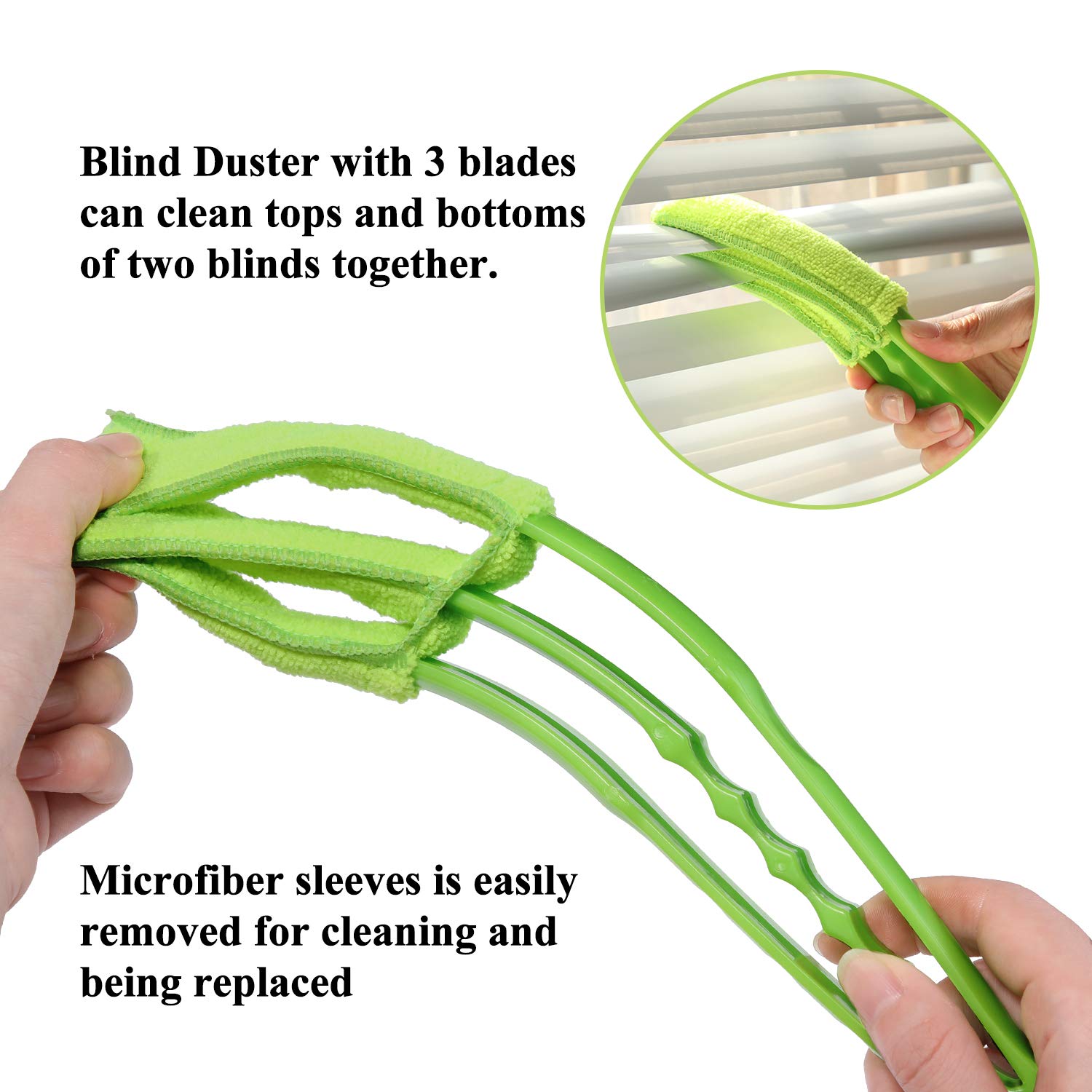 7729 Window Blind Cleaner Duster Brush with Microfiber Sleeves - Blind Cleaner Tools for Window Shutters Blind Air Conditioner Jalousie Dust 7729 Window Blind Cleaner Duster Brush with Microfiber Sleeves - Blind Cleaner Tools for Window Shutters Blind Air Conditioner Jalousie Dust